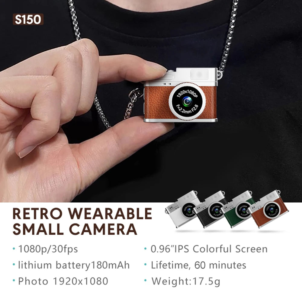 S150 retro wearable camera worn as necklace