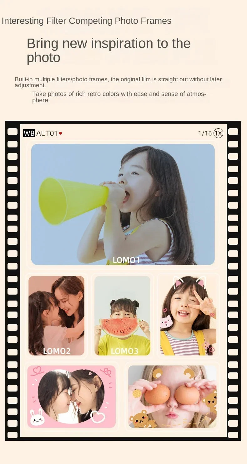 A5 kids camera Lomo filters and cute photo frames