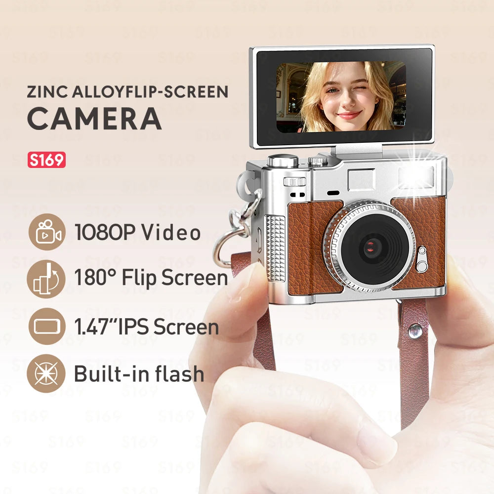 S169 zinc alloy flip-screen camera selfie demo